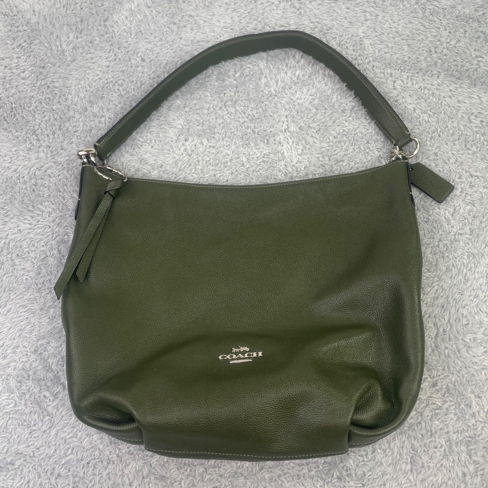 Coach Shay Hobo Bag Womens Large Olive Green Pebbled Leather 93811